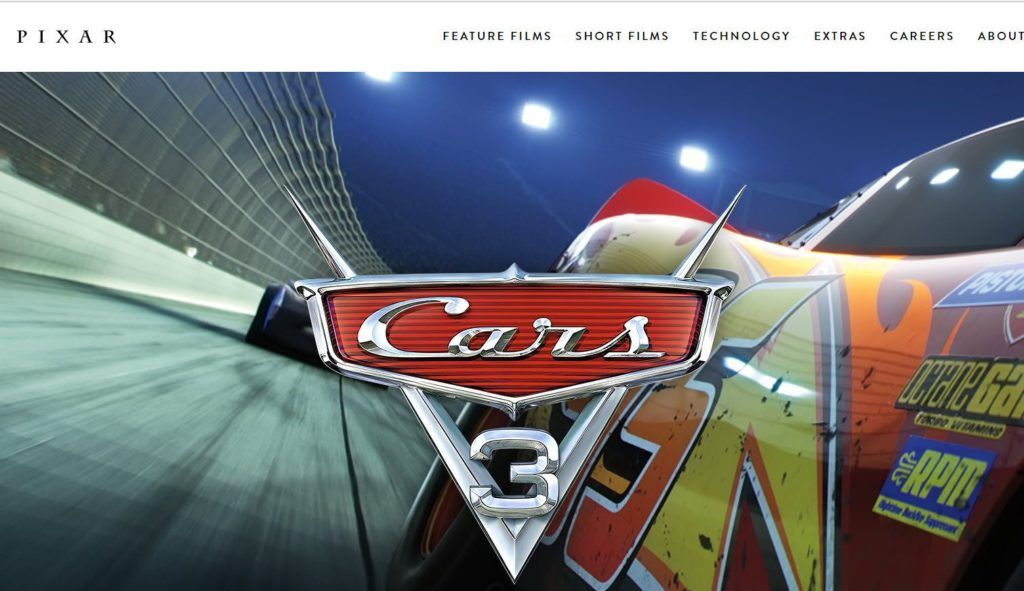 example of home page web design image of Pixar website