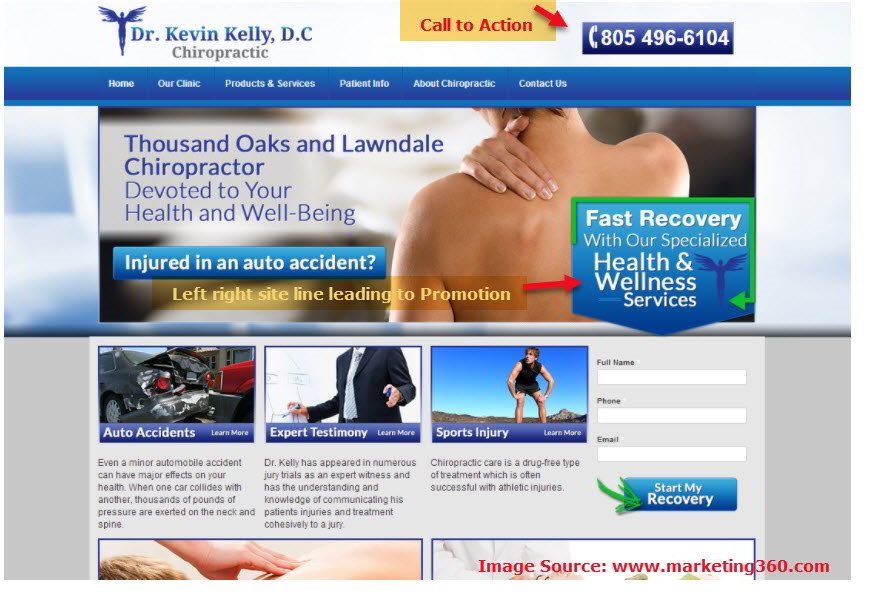 sample local business home page design for chiropractor